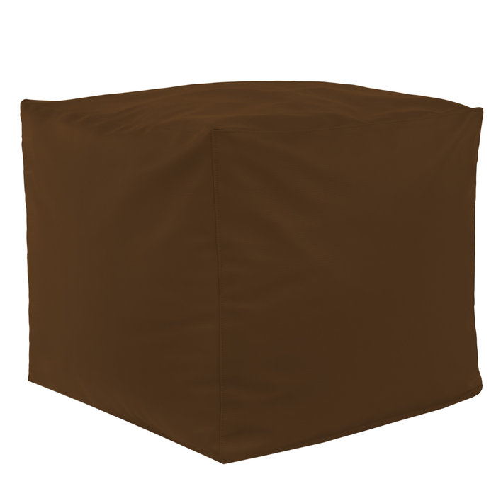 Brown pouf square pu leather