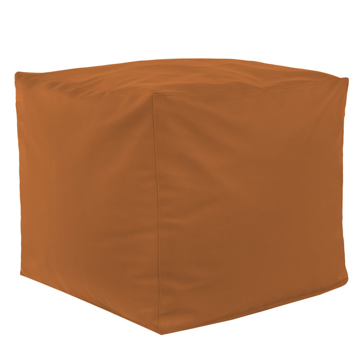 Light brown pouf square pu leather