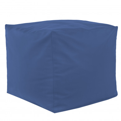 Blue pouf square pu leather