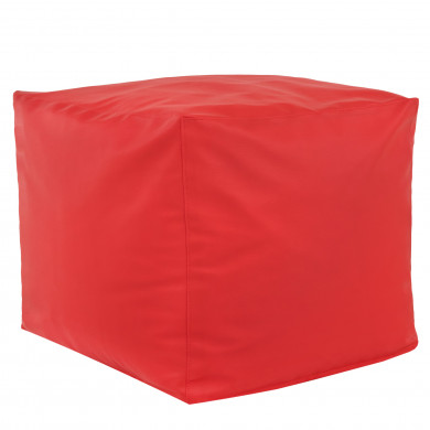 Red pouf square pu leather