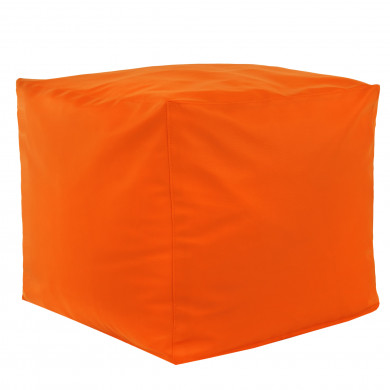 Orange pouf square pu leather