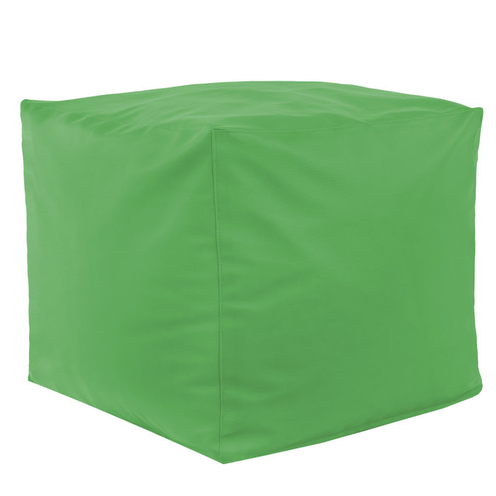 Green pouf square pu leather