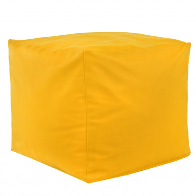 Yellow pouf square pu leather