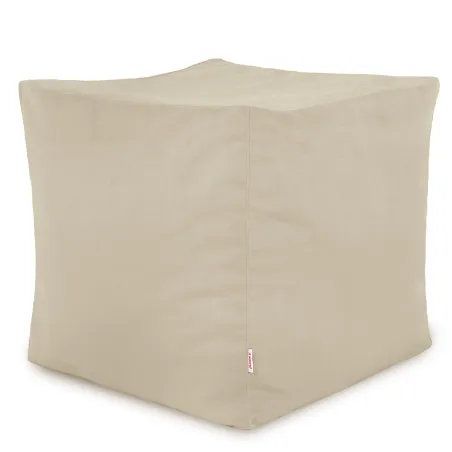 Square velvet pouf in pearl color, stylish addition for living spaces