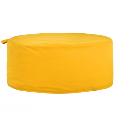 Yellow pouf round pu leather