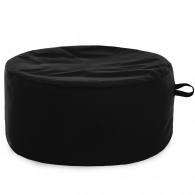 Black pouf round velvet