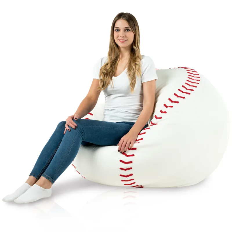 Stylish baseball bean bag in vibrant colors for a fun atmosphere