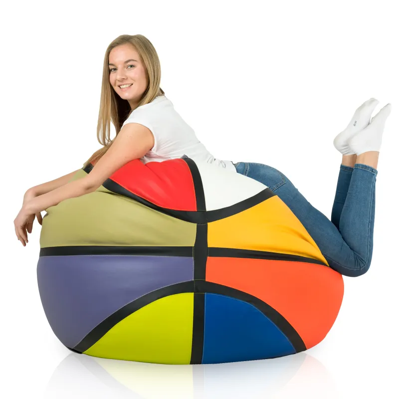 Basketball colour bean bag pu leather