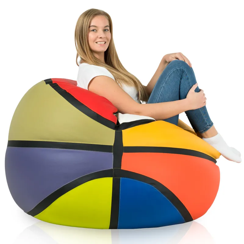Basketball colour bean bag pu leather