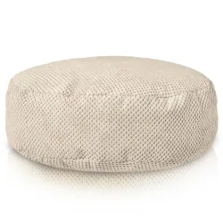 Round Footstool Pouffe - Dot Textured Velvet