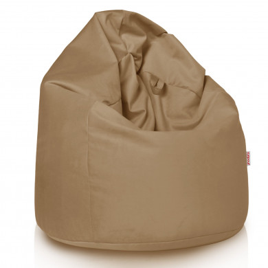 Beige large bean bag velvet