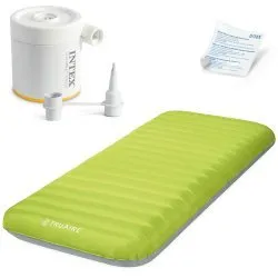 Single Velour Airbed with Electric Pump 191x76x17 cm INTEX 64097