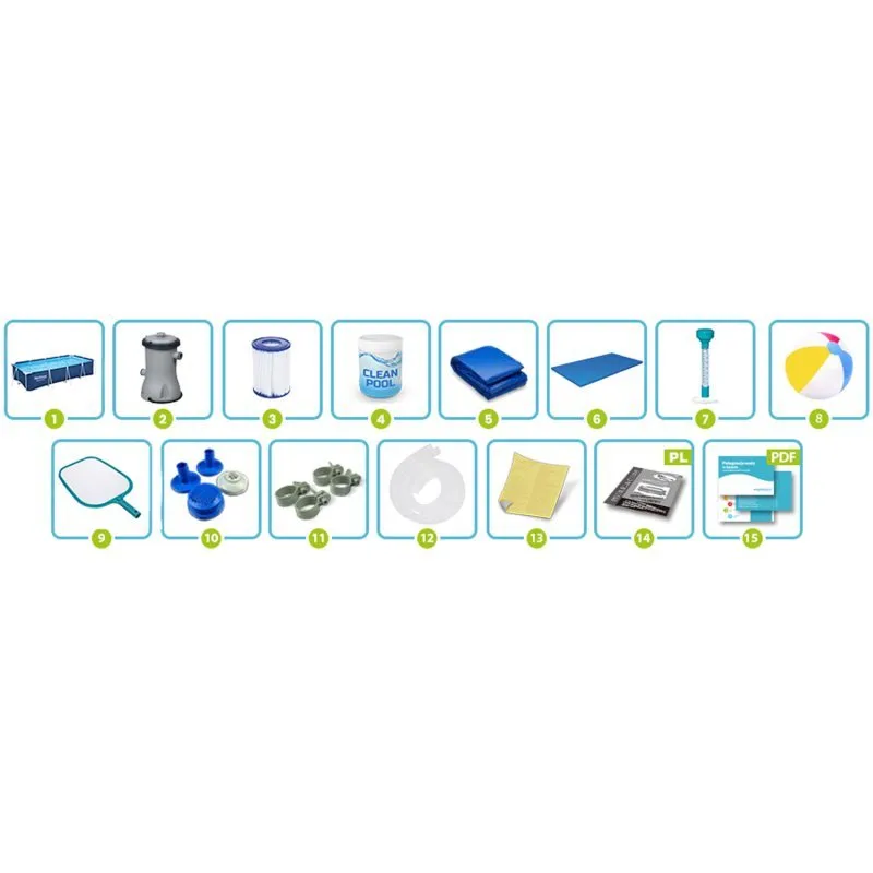 Racked garden pool 400 x 211 x 81 cm 15in1 Bestway 56405N.