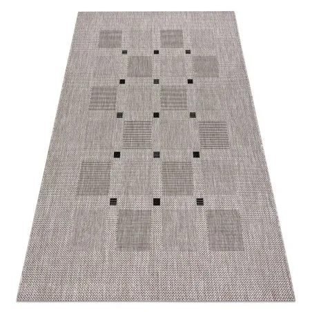 DYWAN SZNURKOWY SIZAL FLOORLUX 20079 kwadraty srebrny / czarny