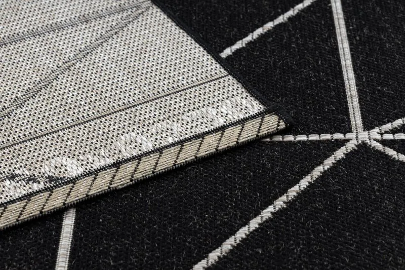 DYWAN SZNURKOWY SIZAL FLOORLUX 20605 black / silver TRÓJKĄTY, GEOMETRYCZNY