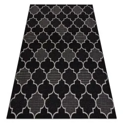 DYWAN SZNURKOWY SIZAL FLOORLUX 20607 , koniczyna marokańska, trellis  czarny / srebrny