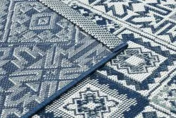 Carpet COLOR 19247/699 SISAL Squares Diamonds Plates Blue