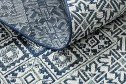 Carpet COLOR 19247/699 SISAL Squares Diamonds Plates Blue