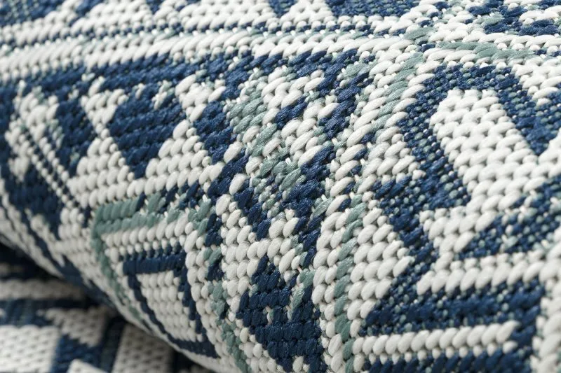 Carpet COLOR 19247/699 SISAL Squares Diamonds Plates Blue