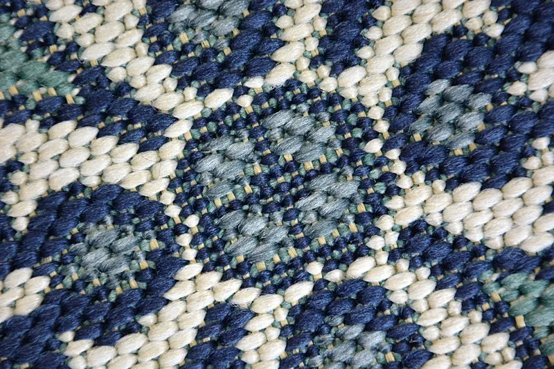 Dywan SZNURKOWY SIZAL COLOR 19246/699 Kwiaty Niebieski