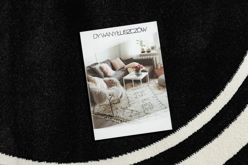 Dywan HAMPTON Border koło ramka czarny