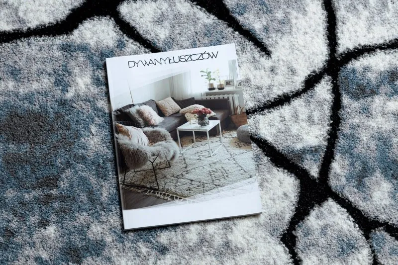 Dywan nowoczesny COZY 8873 Cracks Popękany beton - Strukturalny, dwa poziomy runa jasny szary / niebieski