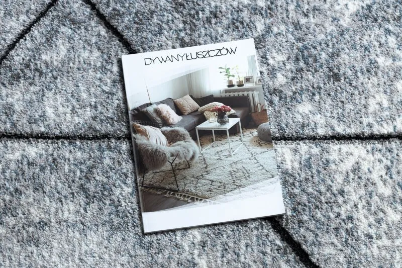 Dywan nowoczesny COZY 8872 Wall, geometryczny, trójkąty - Strukturalny, dwa poziomy runa szary / niebieski