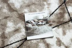 Dywan nowoczesny COZY Lina, geometryczny, marmur - Strukturalny, dwa poziomy runa brązowy