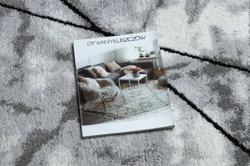 Dywan nowoczesny COZY Lina, geometryczny, marmur - Strukturalny, dwa poziomy runa szary