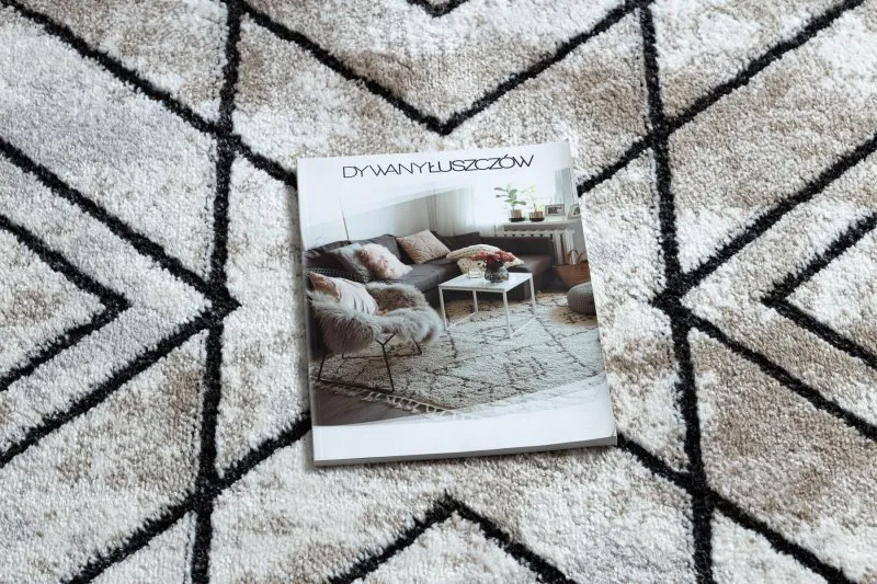 Dywan nowoczesny COZY Tico, geometryczny - Strukturalny, dwa poziomy runa brązowy