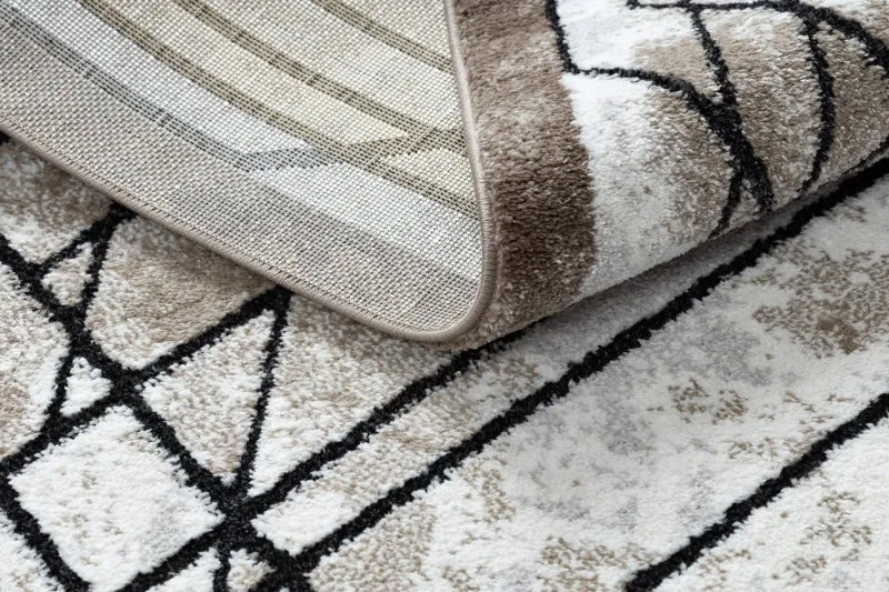 Dywan nowoczesny COZY Tico, geometryczny - Strukturalny, dwa poziomy runa brązowy