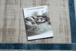 Dywan NOBLE nowoczesny  1539 68 Ramka vintage przecierany - Strukturalny, dwa poziomy runa krem / niebieski