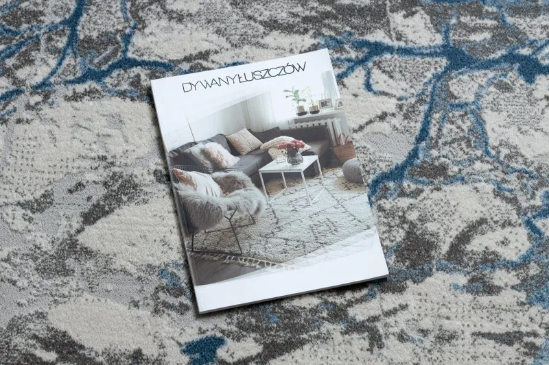 Dywan NOBLE nowoczesny  9962 68 Marmur, kamień - Strukturalny, dwa poziomy runa krem / niebieski