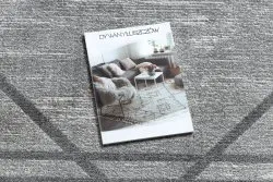 Dywan NOBLE nowoczesny 1520 45 Przecierany, geometryczny, linie - Strukturalny, dwa poziomy runa szary