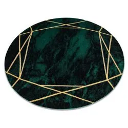 Dywan EMERALD ekskluzywny 1022 koło - glamour, stylowy marmur, geometryczny butelkowa zieleń / złoty