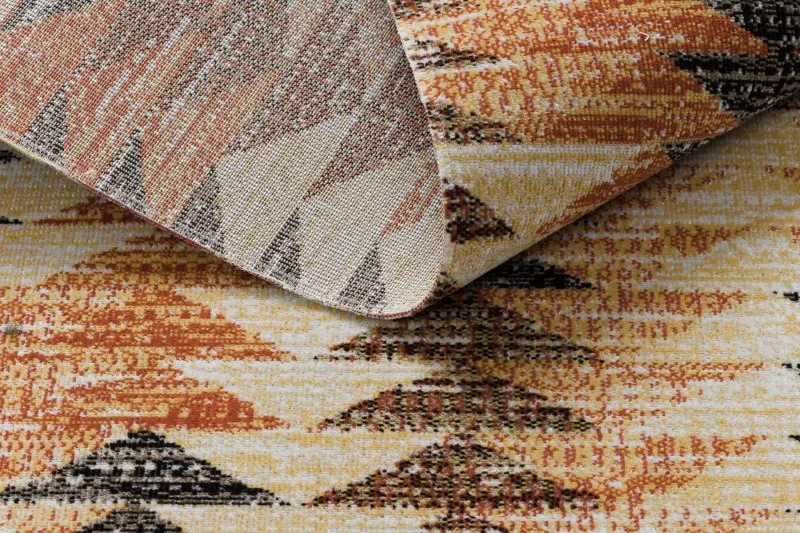 Modern carpet MUNDO D5781 triangles 3D outdoor orange / beige
