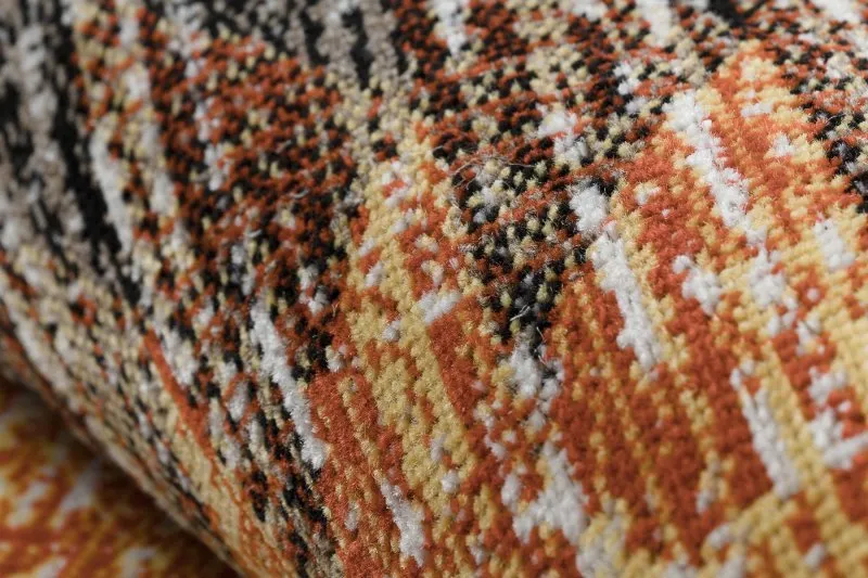 Modern carpet MUNDO D5781 triangles 3D outdoor orange / beige