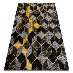 Dywan GLOSS nowoczesny 400B 86 stylowy, glamour, art deco, 3D geometryczny czarny / złoty