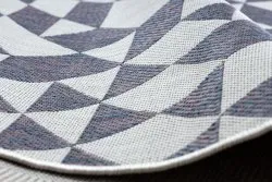Dywan SZNURKOWY SIZAL SION Geometryczny, Trójkąty 22373 płaskie tkanie ecru / niebieski / róż