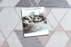 Dywan SZNURKOWY SIZAL SION Geometryczny, Trójkąty 3006 płaskie tkanie ecru / róż