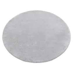 Modern washing carpet TEDDY circle shaggy, plush, very thick anti-slip grey