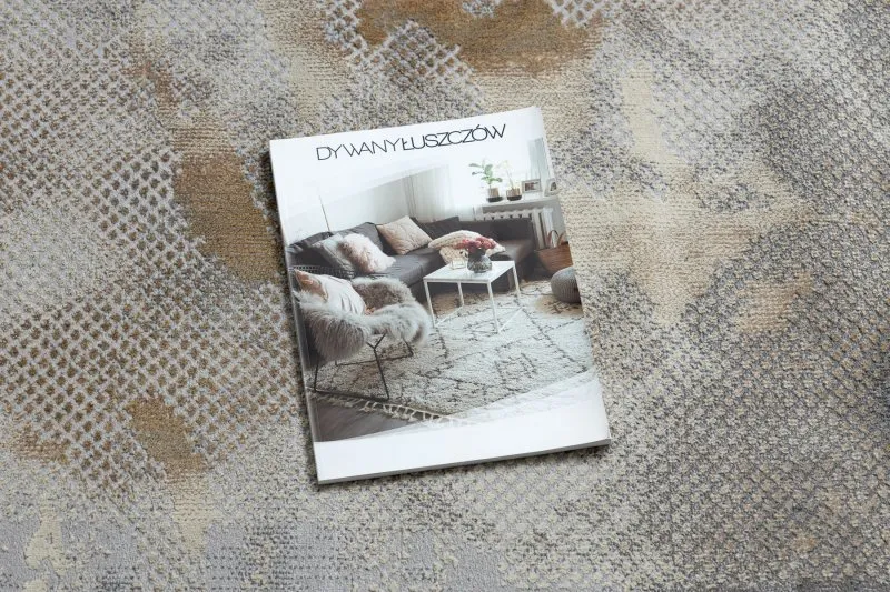 Dywan LUCE 77 nowoczesny Ramka vintage przecierany - Strukturalny szary / musztarda
