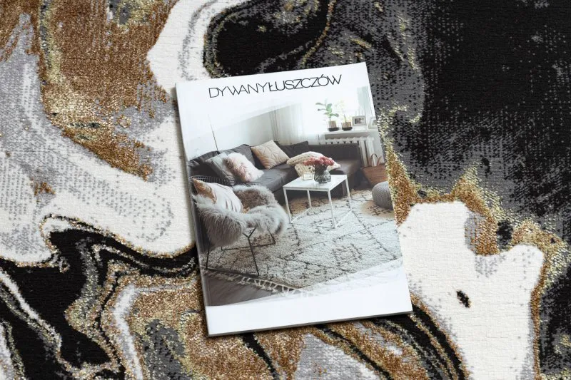 Dywan DE LUXE nowoczesny 622 Abstrakcja - Strukturalny krem / złoty