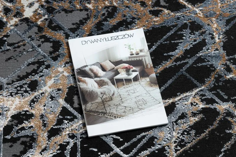 Dywan DE LUXE nowoczesny 629 Abstrakcja - Strukturalny szary / złoty