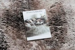 Dywan DE LUXE nowoczesny 634 Ramka vintage przecierany - Strukturalny szary / różowy