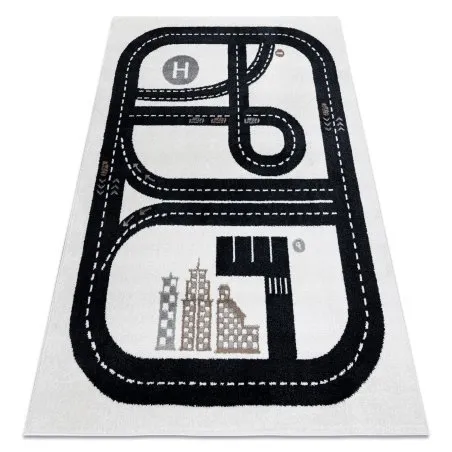 Dywan FUN Track dla dzieci, ulica, miasto krem