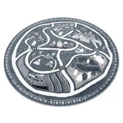 Carpet FUN Land for children, village, streets, circle - blue