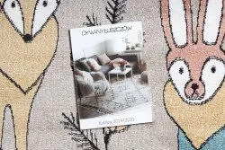 Dywan FUN Forester dla dzieci, zwierzęta, las beż