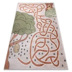 Carpet FUN Honey for children, bear, bees beige