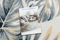 Dywan Strukturalny BOTANIC 65265 Liście Monstera płasko tkany, na balkon, taras - ecru